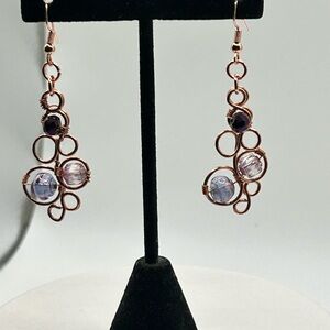 Elegant Purple and Copper Dangle Earrings